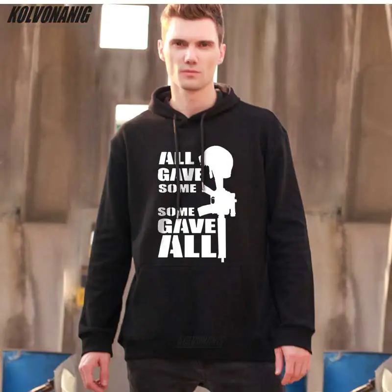 

All Gave Some&Some Gave All Military Helmet Rifle Graphic Hoodies Men's Tracksuit Sweatshirts With Hat Oversize Clothes Pullover