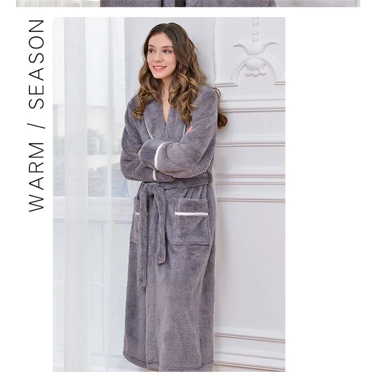 Winter Thick Warm Couples Kimono Robe Women Men Bath Gown Robe Dress Fluffy Plush Flannel Lovers Yukata Nightwear Sleepwear