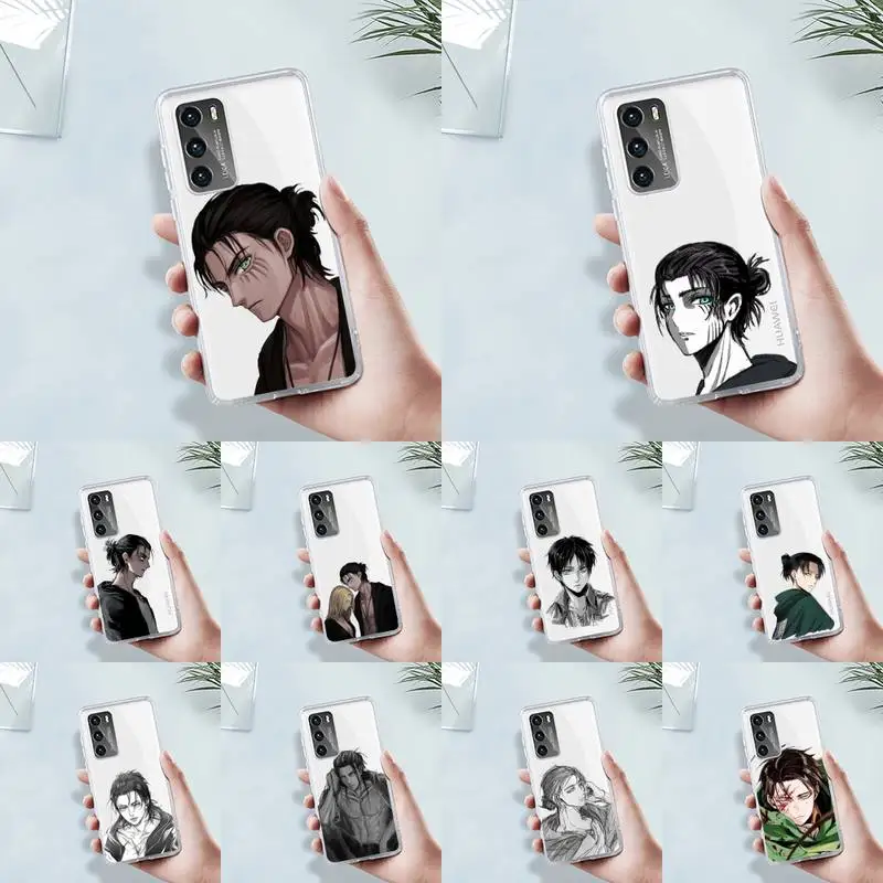 

Anime Attack On Titan Phone Case Transparent For Huawei MATE P 40 30 20 10 pro plus lite X 5G Soft TPU Clear Mobile bags