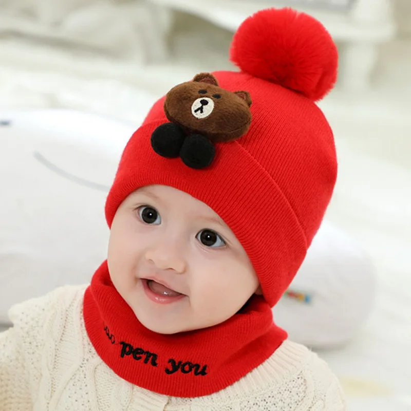

2Pcs Autumn Winter Baby Hat Scarf Newborn Knitted Baby Hat Cap Bonnet Kids Hat Boy Girl Caps Boys Girls Warm Hat Beanie