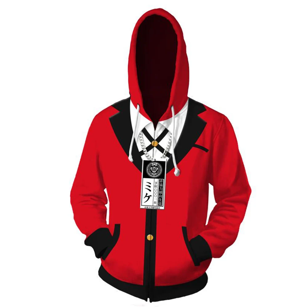 

Anime Kakegurui Jabami Yumeko Cosplay Hoodie Adult Hooded Sweatshirt Zip Up Jacket Coat Streetwear