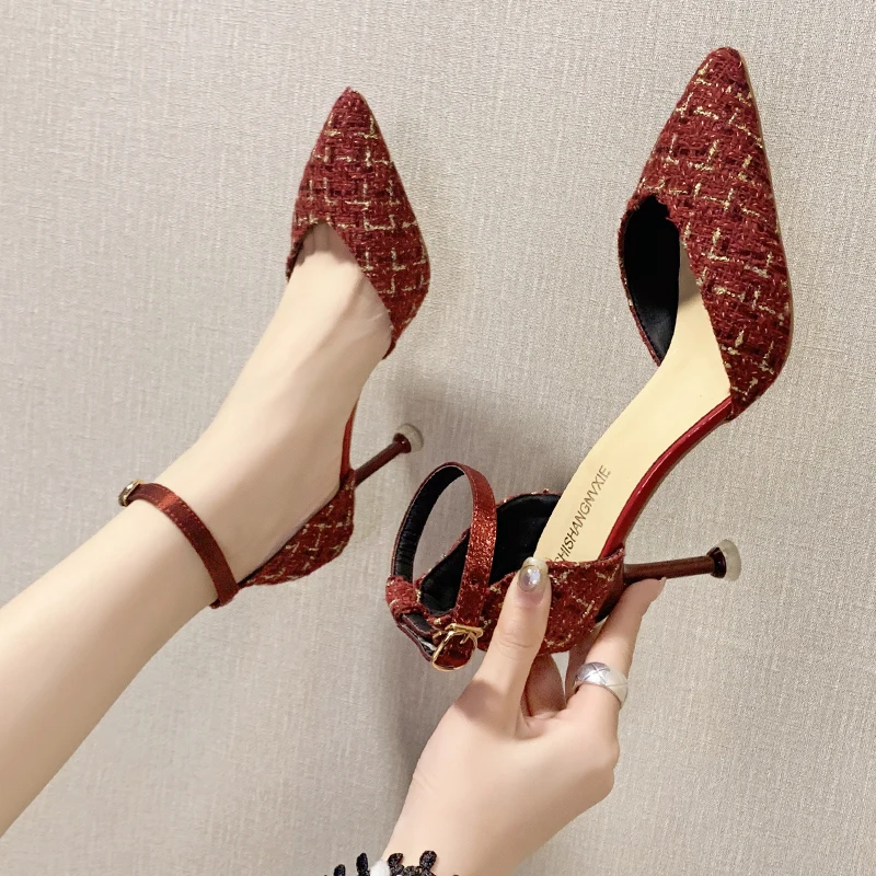 

2020 spring and autumn new ladies high heels suede mature pointed high quality wild sexy fashion luxury women's shoes W27-03