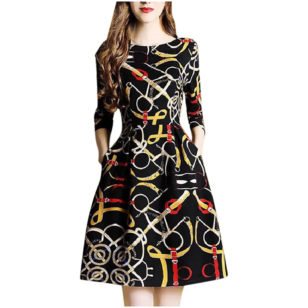Новое летнее женское привлекательное облегающее платье с цепочкой и принтом без