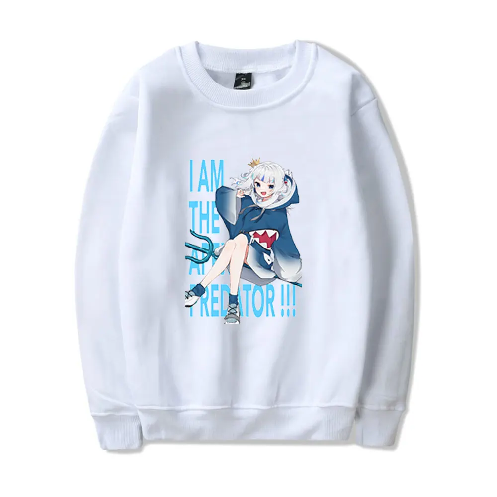 

2021 Gawr Gura Little Shark O-neck Sweatshirt Harajuku Streetwear Printed Stylish Outwear Round Collar Pullovers Clothes