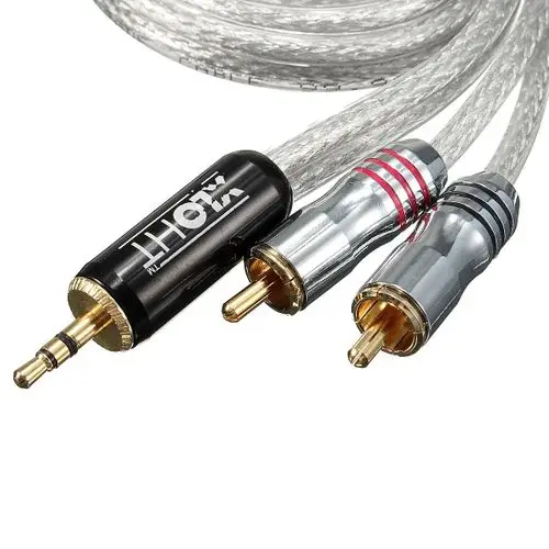 1 м плетеный кабель от 3 5 мм до 2 RCA AV Штекерный Аудио Видео AUX штекер Адаптер (Цвет: