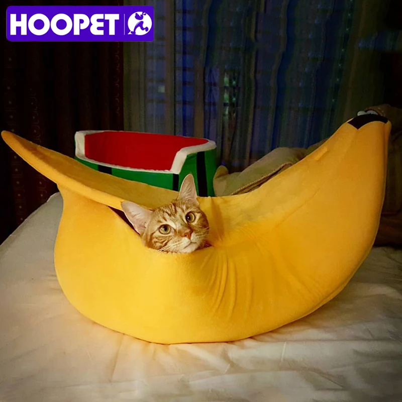 HOOPET Кошка Кровать Дом Уютный милый банан щенок Подушка Питомник теплая