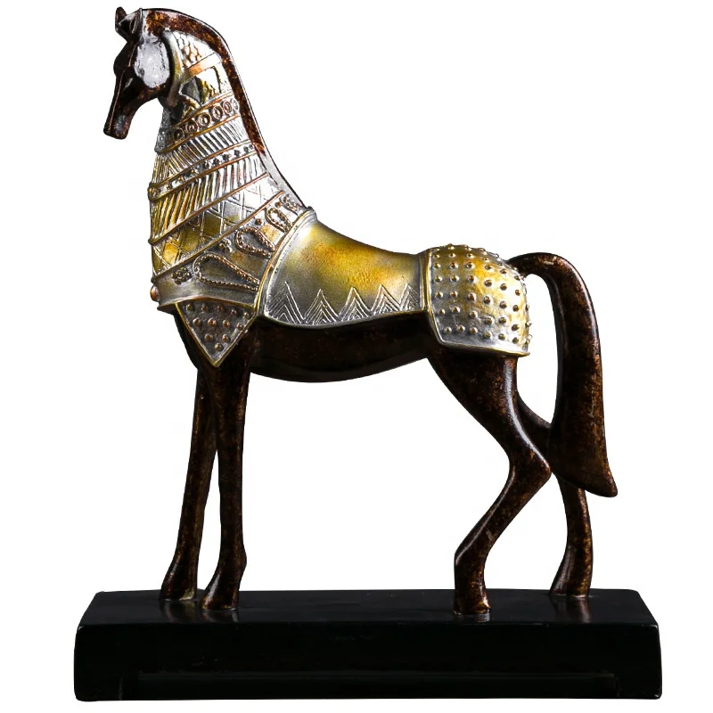 

Chinese Style Imitation Bronze War Horse Villa Bar Club Model Soft Decoration
