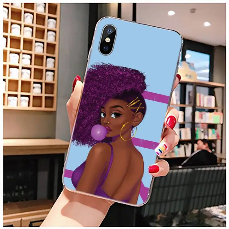 

Black Girl Phone Case Transparent for iPhone 11 12 mini pro XS MAX 8 7 6 6S Plus X 5S SE 2020 XR