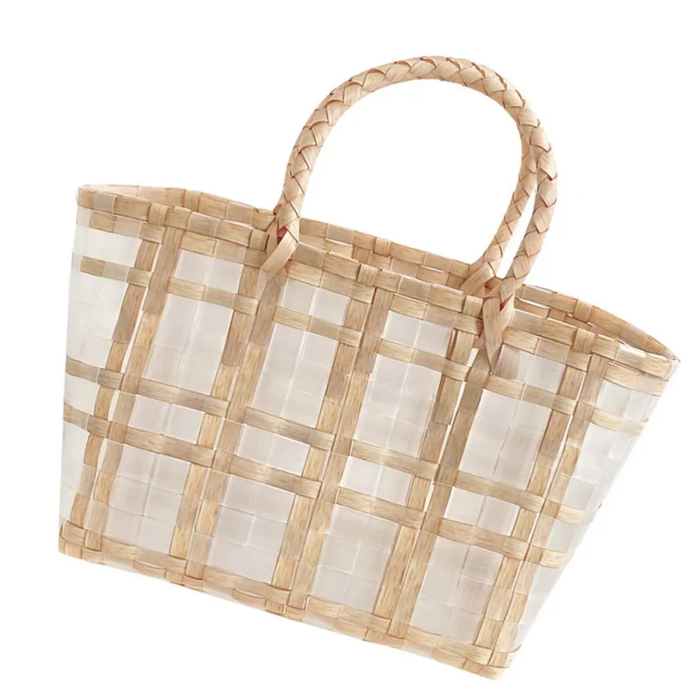 

1Pc Basket Woven Basket Hand Bag Shopping Basket Waterproof Basket
