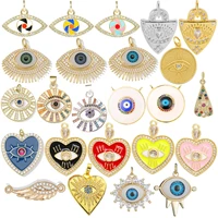 top quality zircon gold plated brass turkish evil eye resin pendant for making bracelet necklace earring jewelry diy accessories