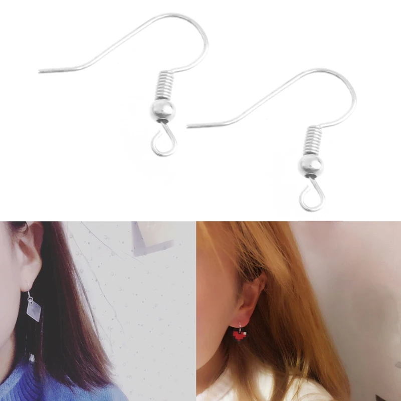 

100 Pcs Earring Hooks Hypo-Allergenic Silver Plated Steel Ear Wires U4LF