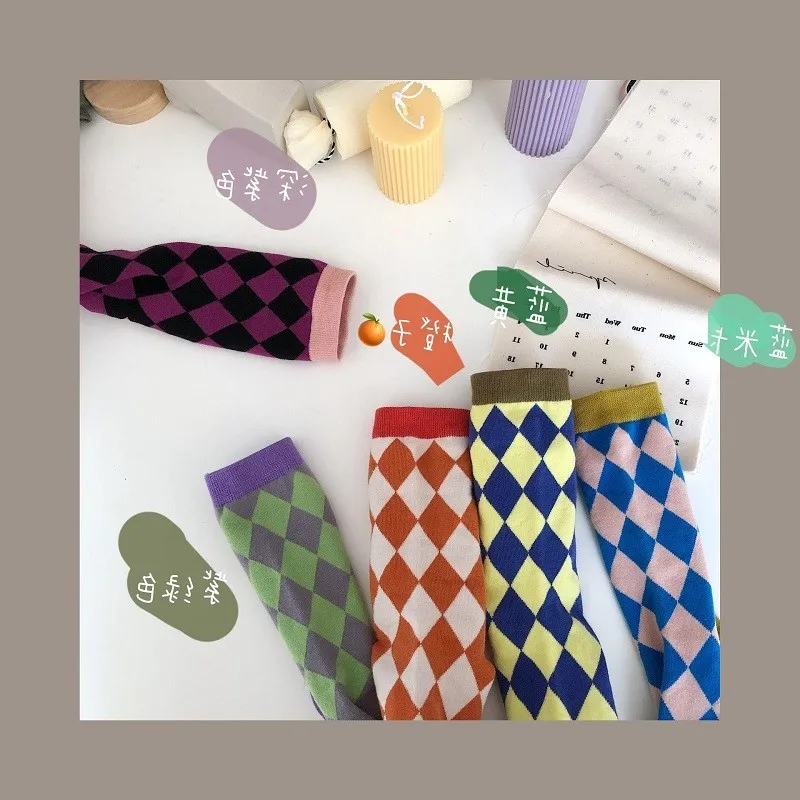 

Socks Women 's Cotton None Cn(Origin ) Standard Casual Plaid Middle Tube 1pc 2021 New Adult Arrival Paperback