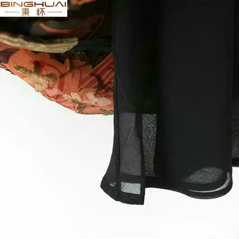 Женское шифоновое платье миди с цветочным принтом и поясом на резинке|Женские