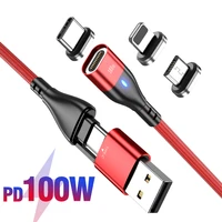 aufu magnetic usb cable for iphone pd 100w usb type c data cable for xiaomi samsung fast charging 3 in 1 usb c micro usb cord