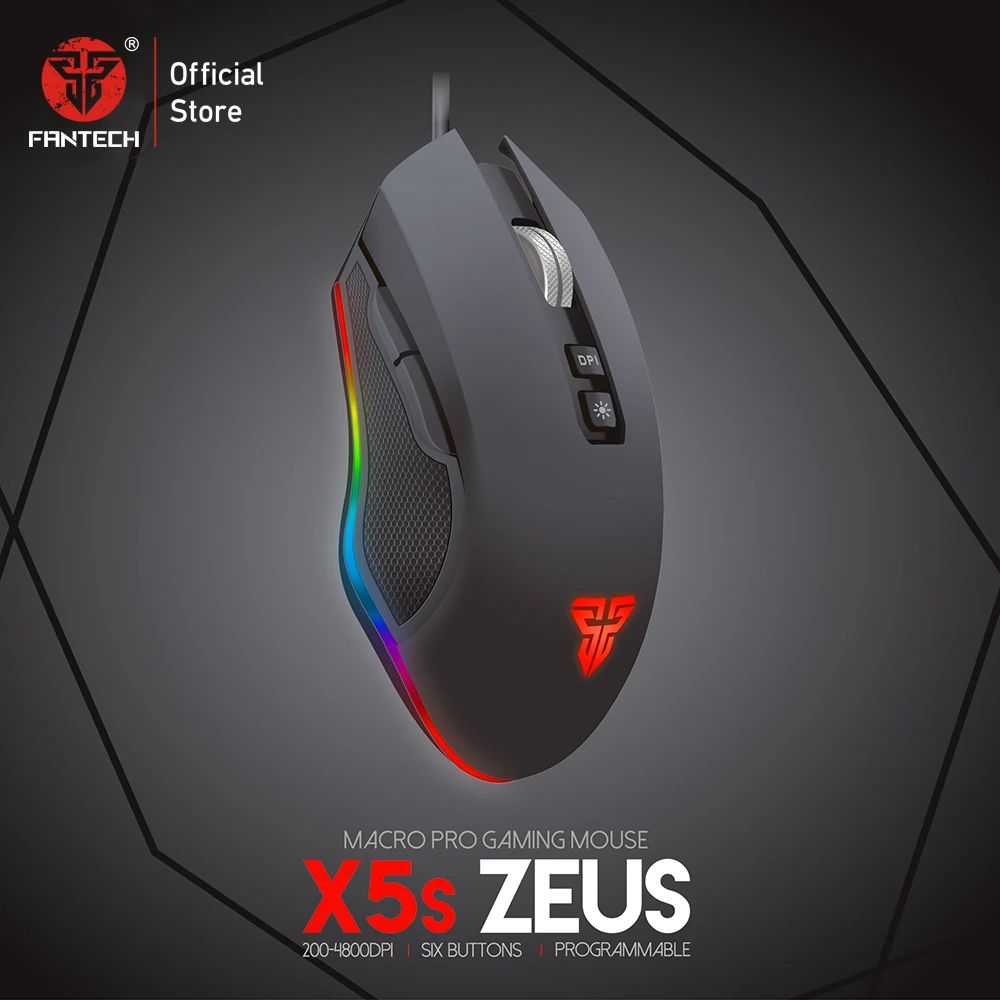 FANTECH X5S профессиональная игровая мышь, регулируемая, 4800 dpi, 6 кнопок, макро 3,0, USB мышь, мышь, кабель, мышь для ПК, ноутбука