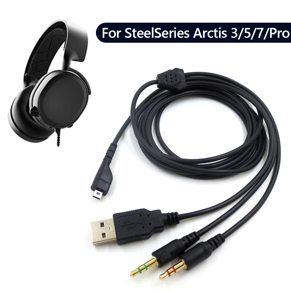 

1 to 3 Splitter Cable 2m Gaming Earphone Headset Headphone Audio Cable Adapter for SteelSeries Arctis 3/5/7/Pro