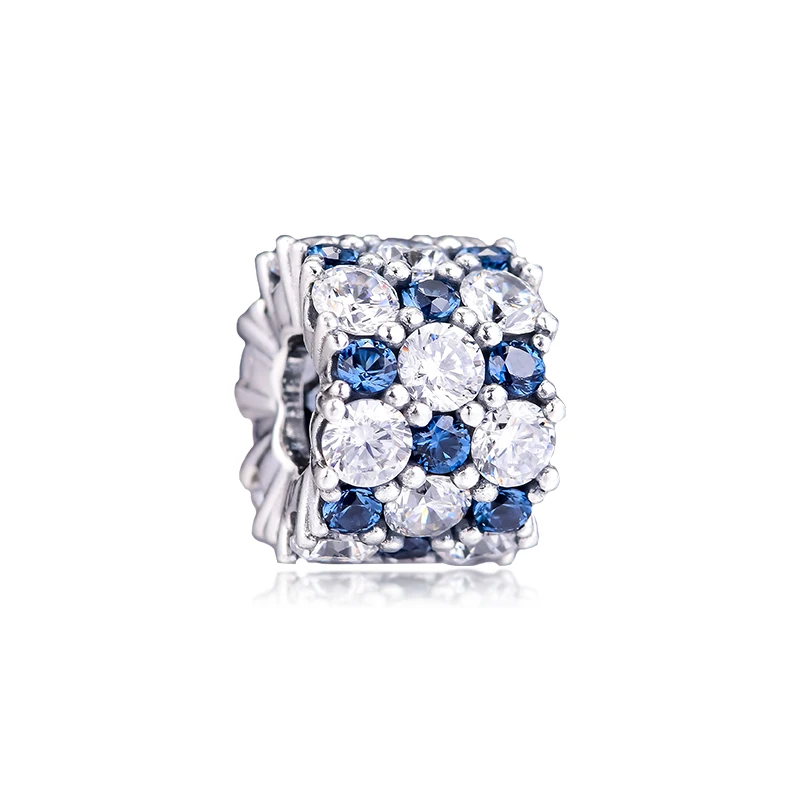 

100% 925 Sterling Silver Blue & Clear Sparkling Charm Fits Pandora Bracelet Beads Women DIY Jewelry Making Kralen Wholesale