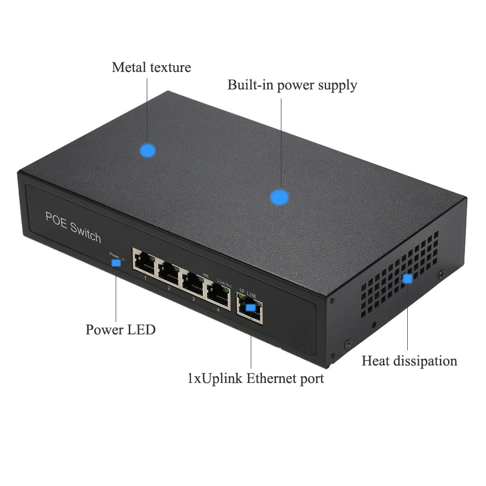 1 + 4 порта 10/100 Мбит/с PoE выключатель инъектор питания через Ethernet IEEE 802.3af для камер AP