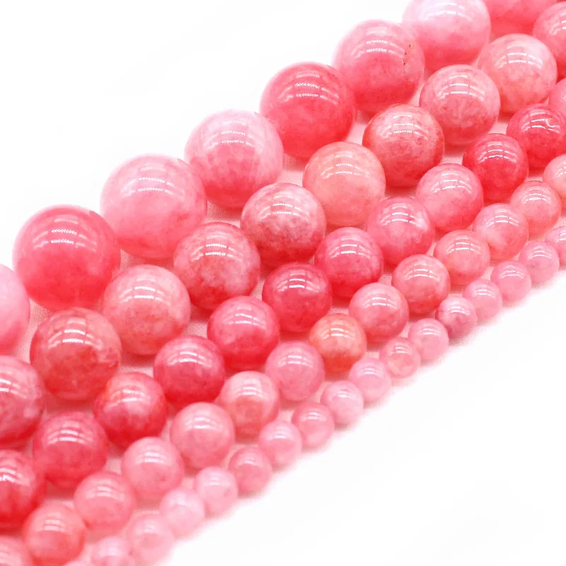 Pink Rose Malaysia Jad Natural Jewelry Stone Loose Beads 6/8/10/12mm DIY Woman Bracelet Necklace Ear Stud Accessories | Украшения и