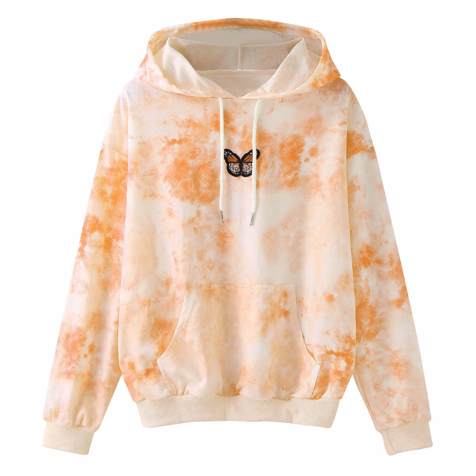 

2021 New Women's Hoodies sweatshirt Autumn and winter Casual Tie-Dye Butterfly Printing Long Sleeve Blouse Hooded Sweatshirt
