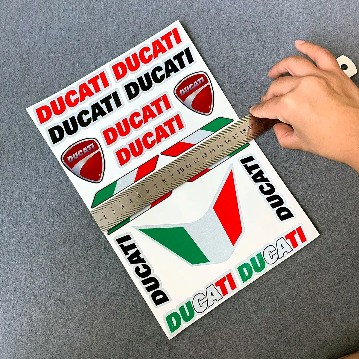 

3M Reflective Helmet Motorcross Motorbike Decals Italian Flag Stickers For Ducati Logo 18CM x 27CM