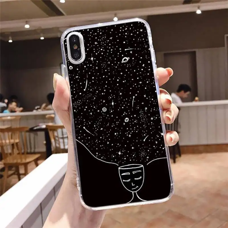 

Space Cartoon abstract Phone Case Transparent soft For iphone 5 5s 5c se 6 6s 7 8 11 12 plus mini x xs xr pro max