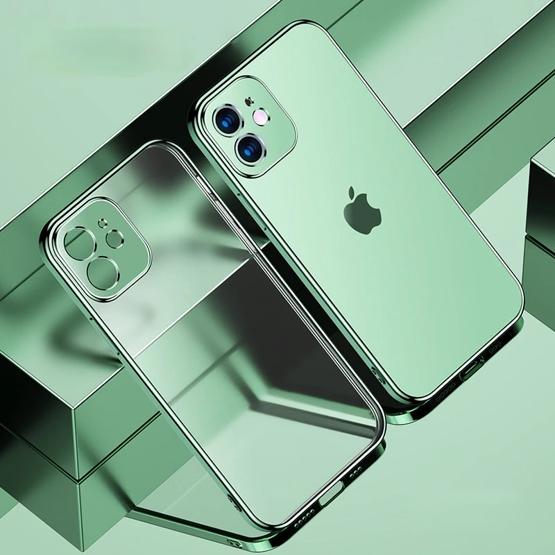 

Camera Protective Plating Phone Case for iPhone 6 7 8 Plus X XR 11 12 13 Mini Pro XS Max SE 2020 Clear Soft Silicone Cover Funda