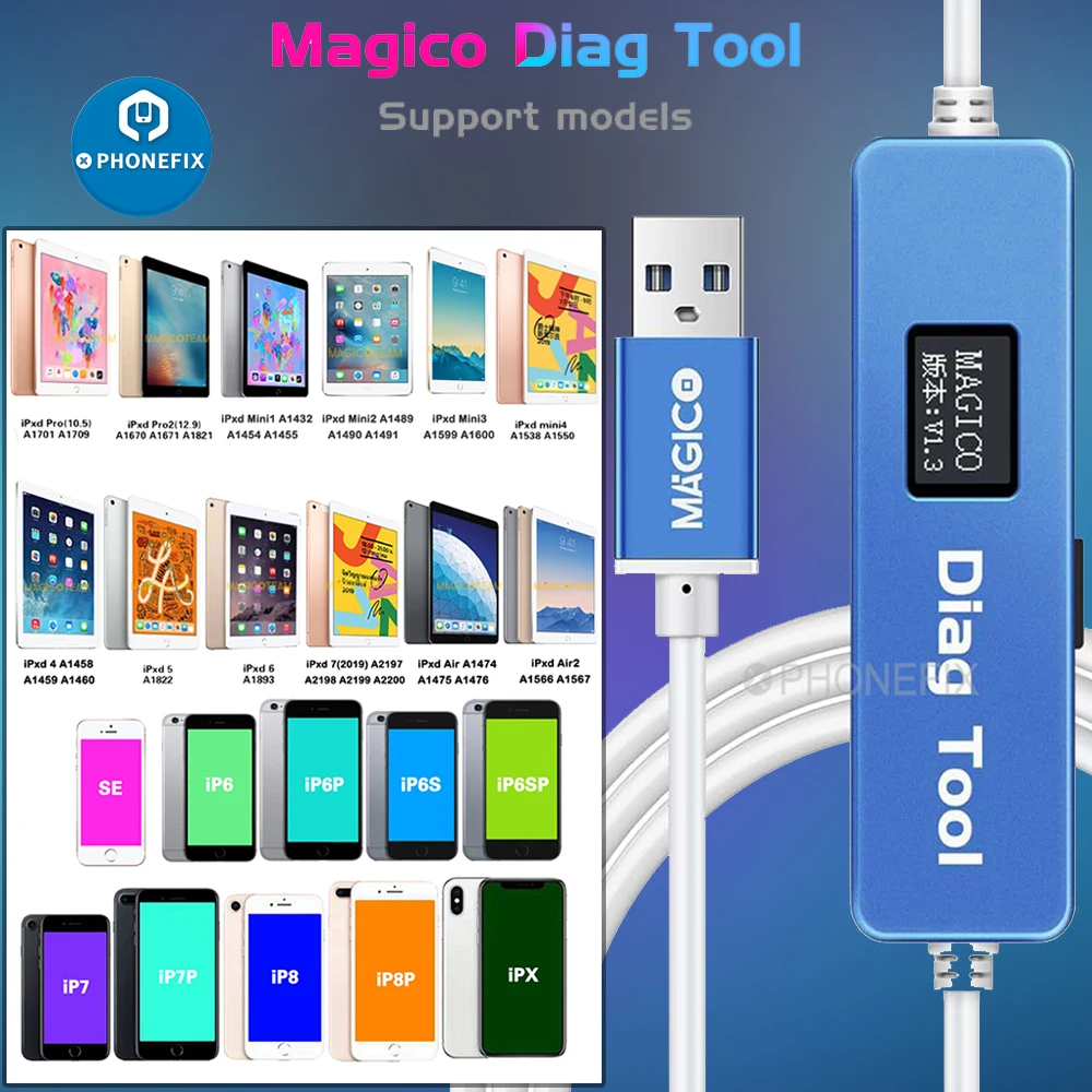 

Инструмент Magico Diag DFU для iphone ipad, переход в фиолетовый Режим экрана, распаковка, Wi-Fi, Считывание данных, смена записи без удаления антенны