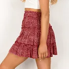 Женская юбка с высокой талией, летняя повседневная короткая пляжная юбка с оборками и цветочным принтом, 2021 # YJ