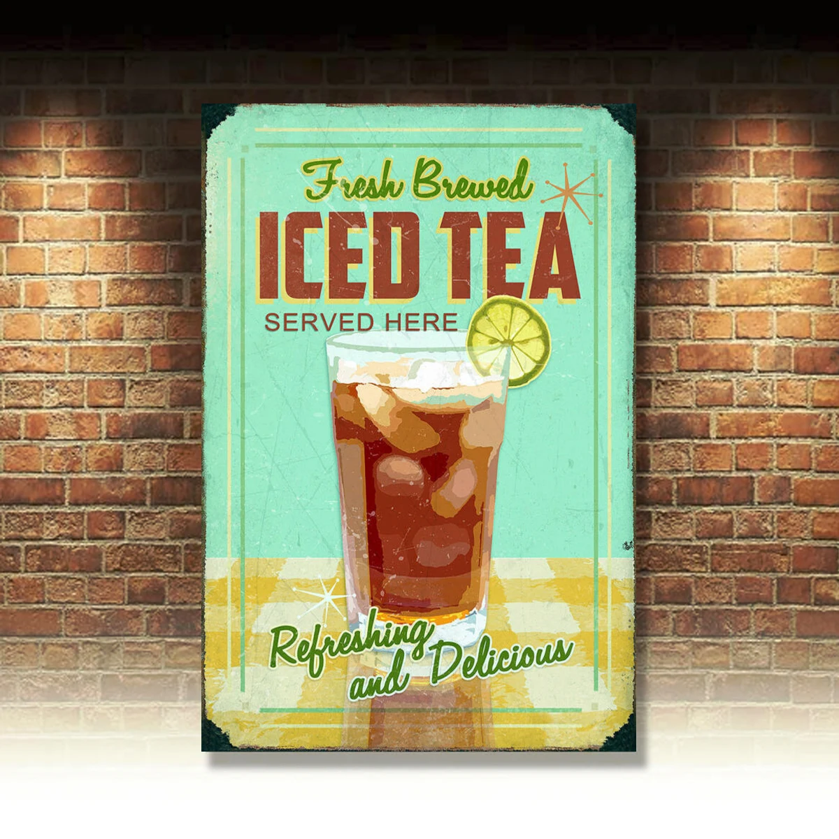 

Retro Tin Signs Iced Tea Poster Metal Plate Cafe Decor Plate