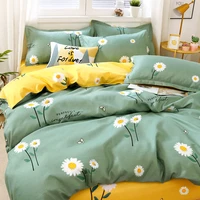 lovely print king size bedding set high quality washed cotton bedding 34 pcs set cute pattern bed sheet quilt cover pillowcase