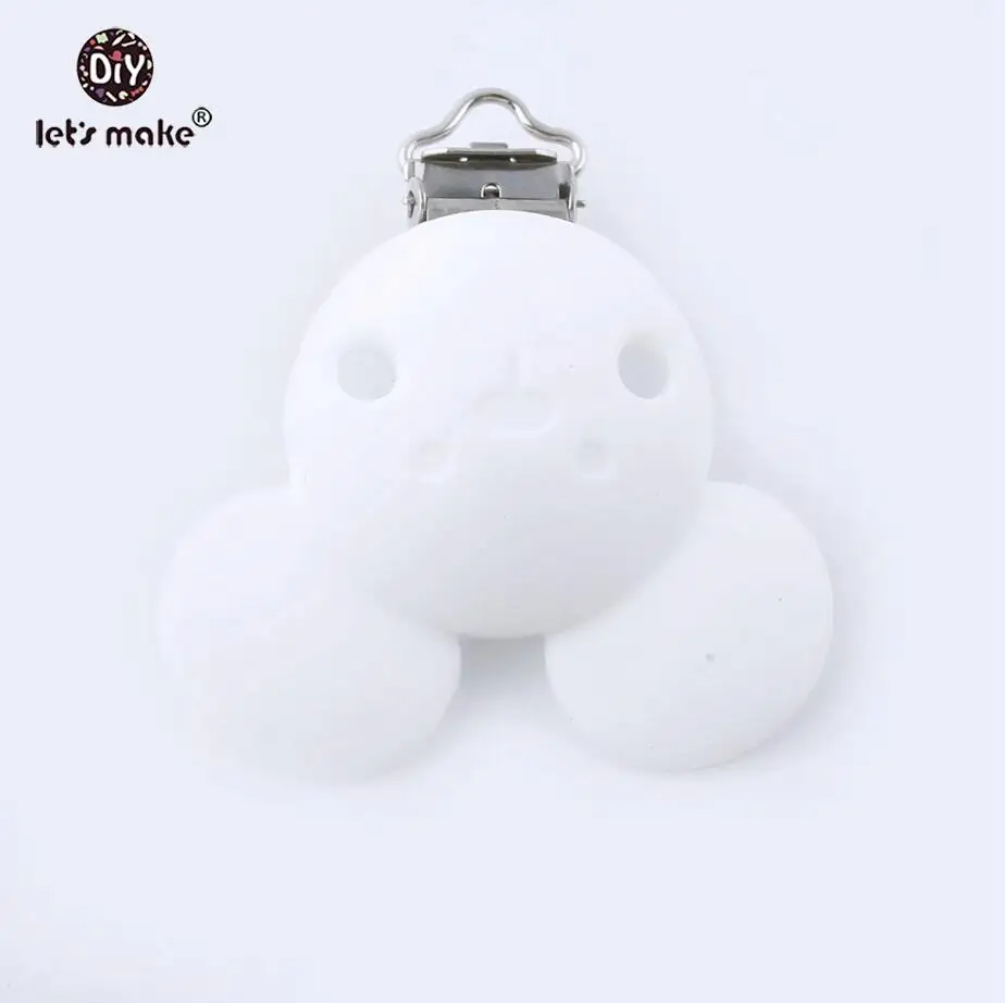 white bear Let's make/1 шт. силиконовый Прорезыватель для зубов, зажимы для соски, жемчужные силиконовые бусины, круглая звезда, зажимы для пустышки, уход за зубами, Детские аксессуары - Цвет: white bear
