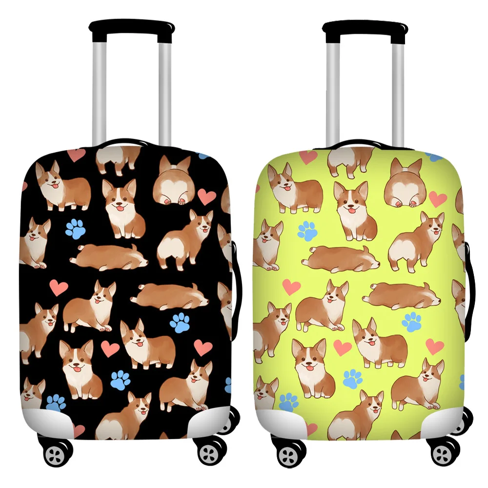 FORUDESIGNS/черный корги собака печати путешествия Чемодан Чехлы водонепроницаемое