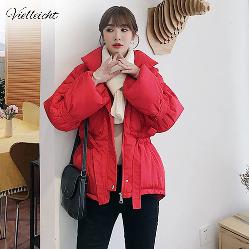 

Vielleicht Women Winter Jackets Parkas 2020 Fashion Thick Warm Lantern Sleeve Tops Jackets Solid Sweet Winter Coat For Women