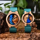 Уникальный Бамбук Деревянные Часы туя древесины с чернилами синего цвета Смола Для мужчин Для женщин Для мужчин наручные часы прекрасный подарок Reloj Hombre BOBOBIRD