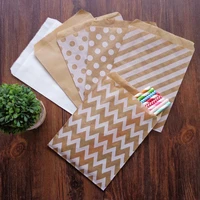 25pcs kraft paper bags treat candy bag chevron polka dot bags for wedding birthday festival party favors supplie dragee gift bag