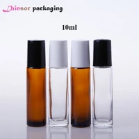 20pcslot 10ml amber transparent thick glass roll on bottle doterra essential oil vials travel refillable container with roller