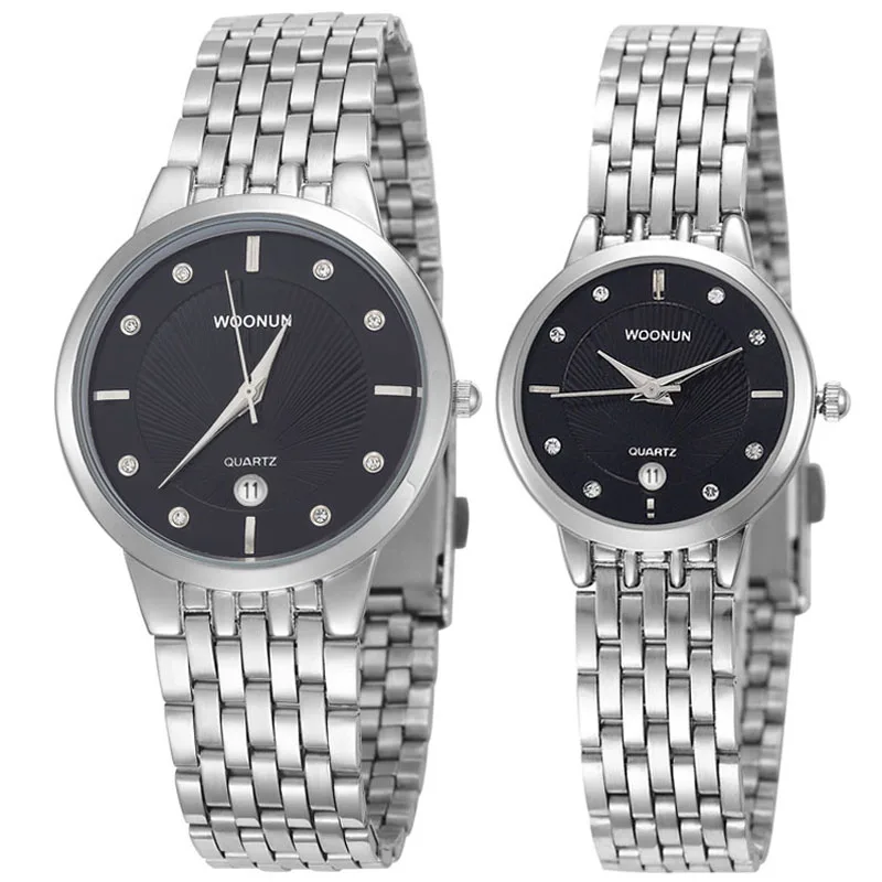Luxury Brand Couple Watches WOONUN Casual Pair Watches Stainless Steel Quartz Watches Lovers Watches Hours Valentine's Day Gifts