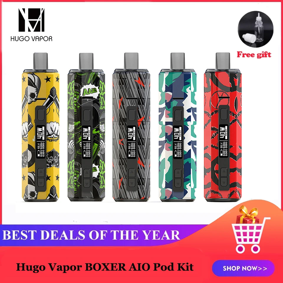 Набор для вейпа Hugo Vapor BOXER AIO 40 Вт 1500 мАч с картриджем 3 5 мл OLED экраном 0 91