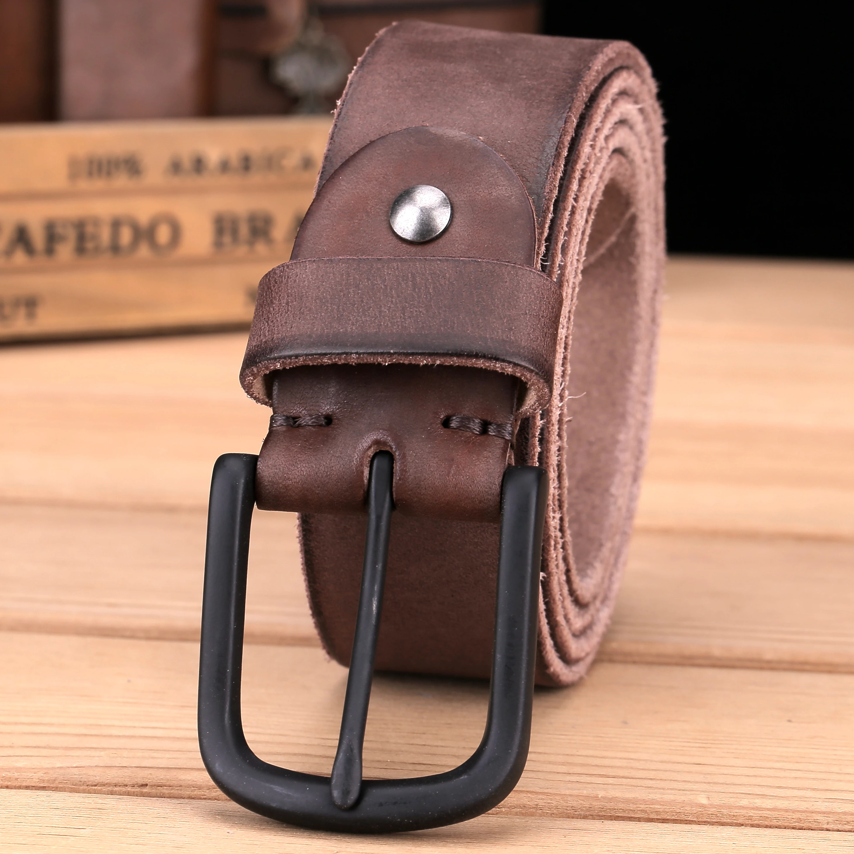 Мужские кожаные ремни коричневые винтажные серые из 2019 натуральной кожи