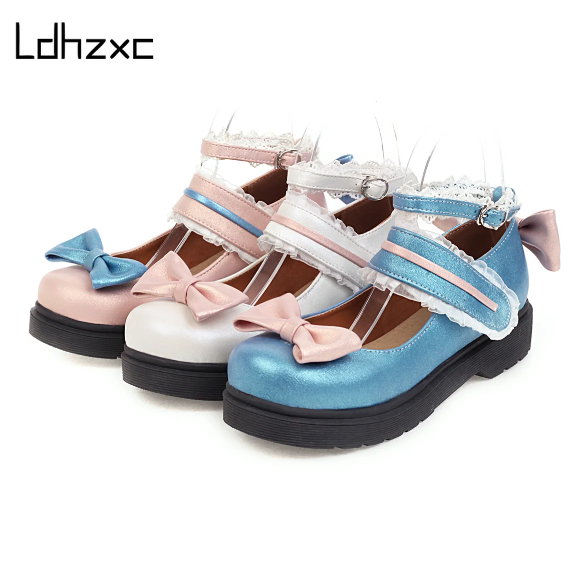 

LDHZXC Студенческая обувь для колледжа, обувь для девочек в стиле "Лолита" JK, униформа из искусственной кожи, на платформе, каблук, женские туфли...