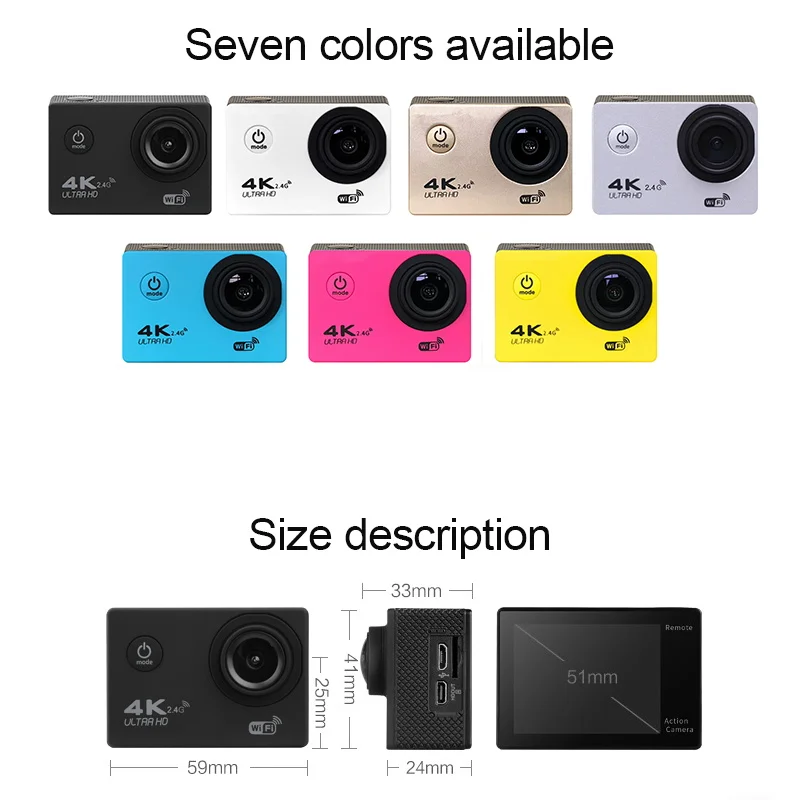 Купить Экшн-камера H9R Ultra HD, 4K, 25fps, 12 МП, Wi-Fi, 2,0 дюйма, водонепроницаемая Спортивная камера DV 170D с широким углом обзора, камеры для шлемов S