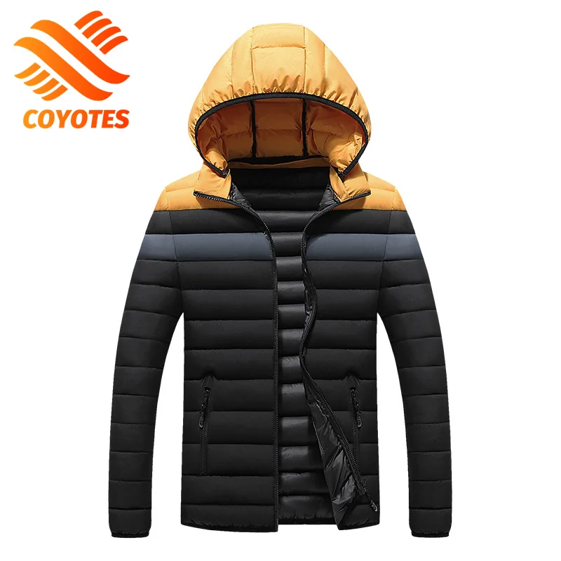

COYOTES 2021 Men Winter Parkas Warm Waterproof Jacket Men's Autumn Thick Hooded Parkas Coat Fashion Casual Slim Jackets