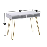 Computer Table Study Table With Marble Iron Foot White 103x55x80cm US warehouse