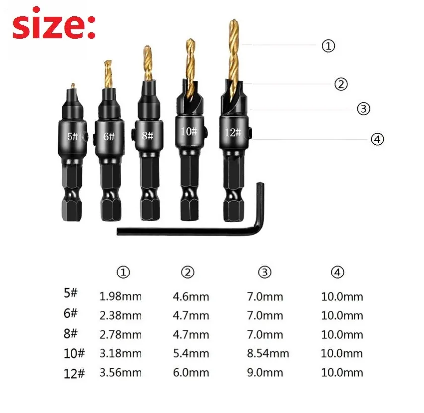 

//14pc Pack Countersink Drill Bit Wood Plug Cutter Woodworking Screw Holes Set