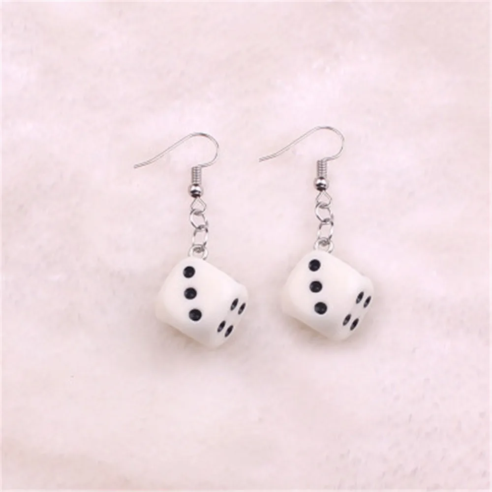 

Funny Tassel Casino Women Men Jewelry Personality Fun Acrylic 3D Dice Pendant Earrings Dangle Necklace Cool Punk Drop Earring
