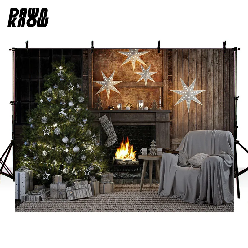 DAWNKNOW задний фон с веселой рождественской елкой для фотосъемки Fotografia диван