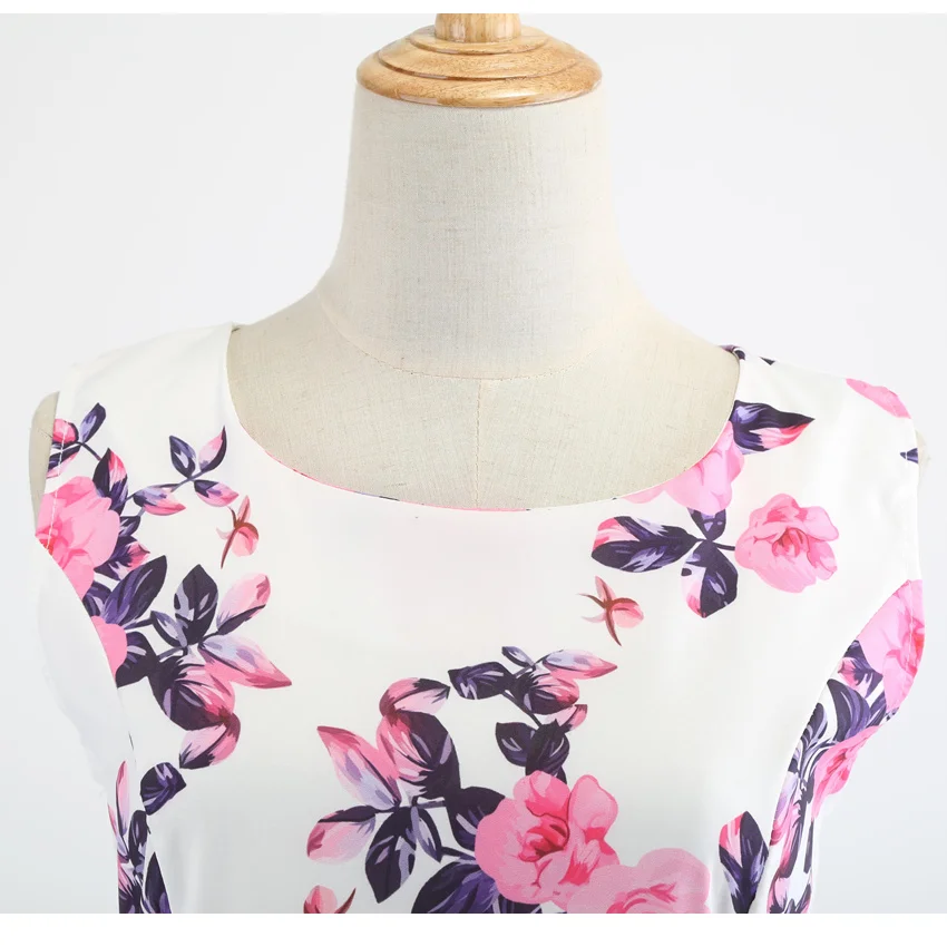 Женское винтажное платье миди с пышной юбкой синее цветочным принтом туника