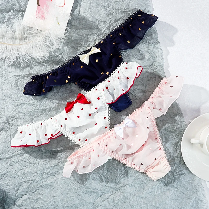 

Cute Sexy Women's Underpants Love Gilding G-String Panties New Low-Rise Underwear Female Sweet Bow Thong Intimate Lingerie
