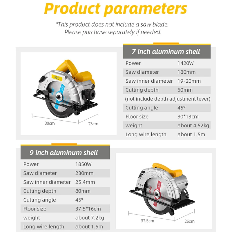 Циркулярная электрическая пила многофункциональная 7 дюймовая 1420 Вт машина для
